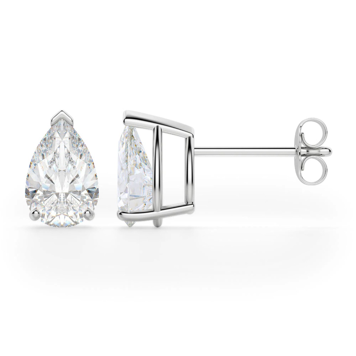 14K Natural Diamond Pear Cut Stud Earrings, Tension Backs, Filigree Set