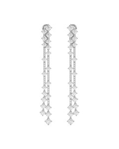 Era Double Row Dangle 14k White Gold Diamond Earrings